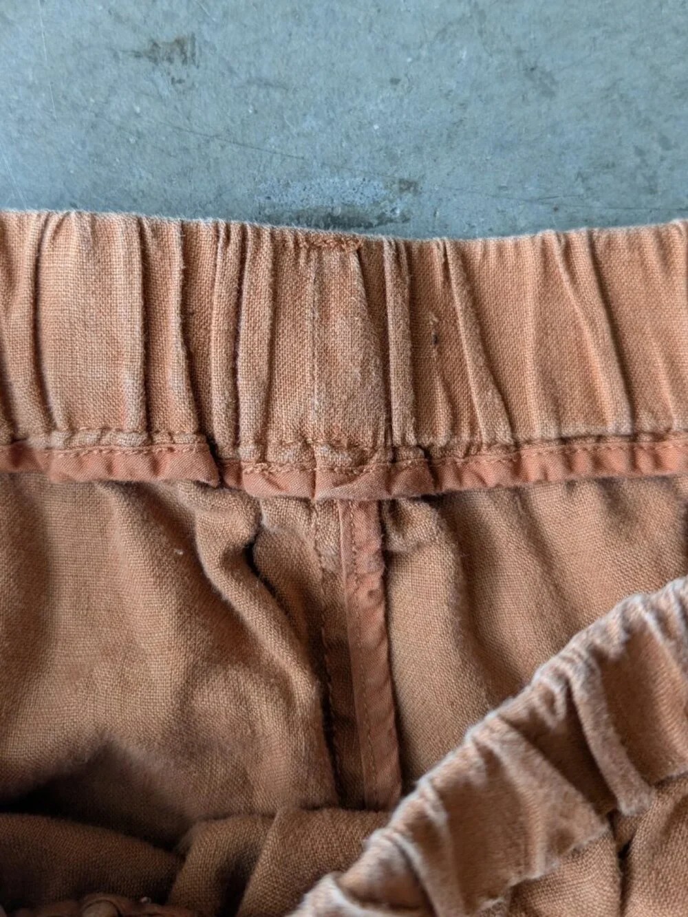 Quince 100% European Linen Pants in Terracotta Orange small